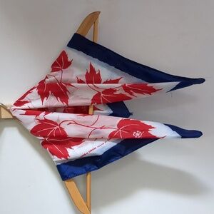 Girl Guides of Canada Red and White Leaf Print Scarf 80s